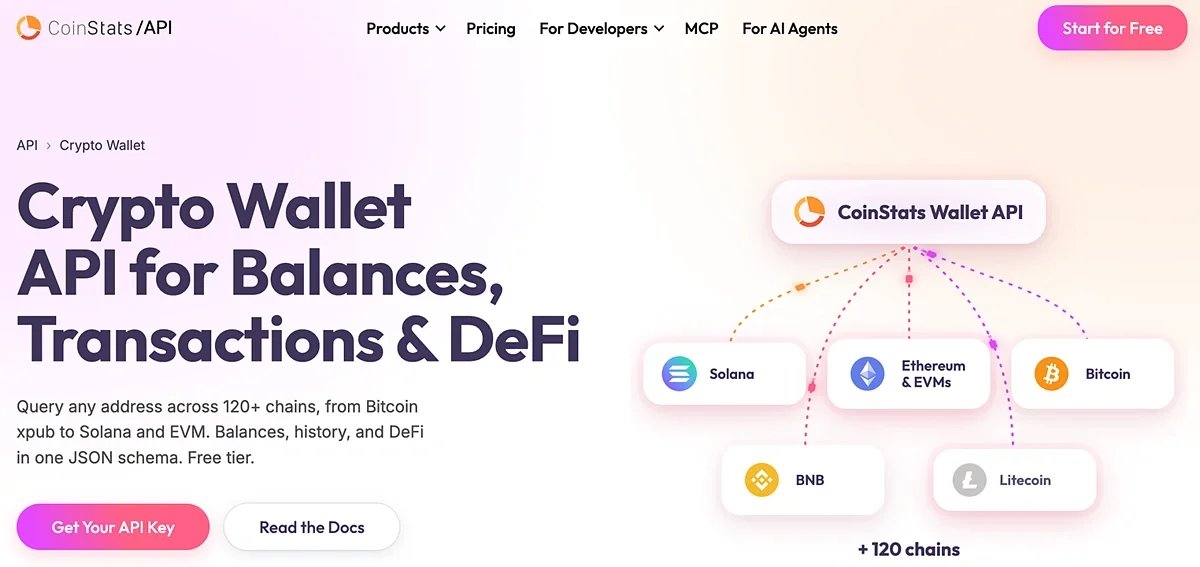 CoinStats API: Best for DeFi Protocol Data Alongside Wallet Balances